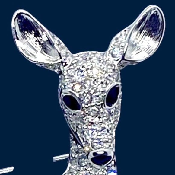 Swarovski Rhodium Plated Pave Crystal Deer Brooch Pin-Rare, New-Retired, Signed - Picture 3 of 16